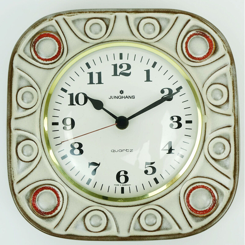 Horloge murale vintage en céramique junghans par Herbolzheimer Keramik, Allemagne 1960-1970