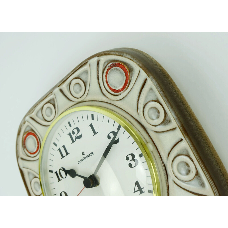 Vintage reloj de pared de cerámica junghans por Herbolzheimer Keramik, Alemania 1960-1970s