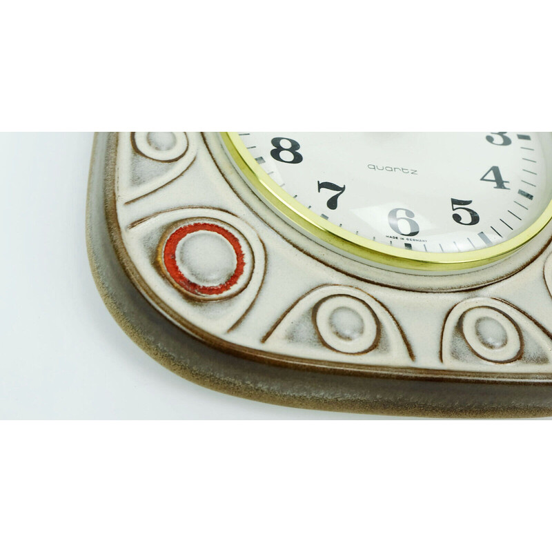 Vintage reloj de pared de cerámica junghans por Herbolzheimer Keramik, Alemania 1960-1970s
