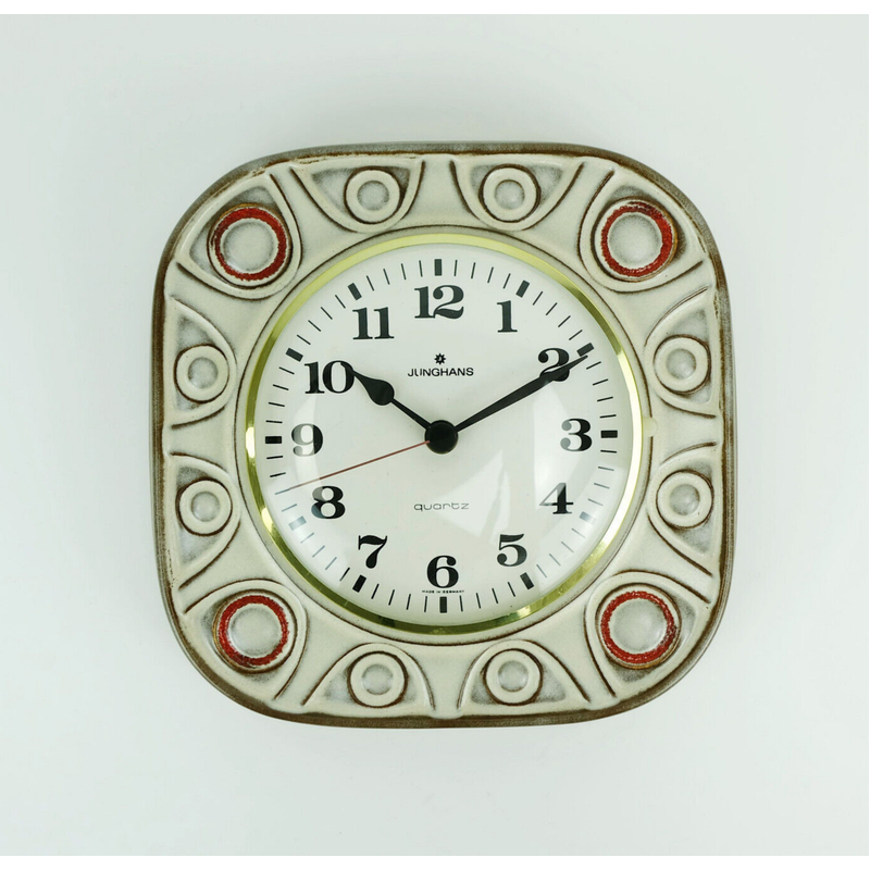 Vintage ceramic wall clock junghans by Herbolzheimer Keramik, Germany 1960-1970s