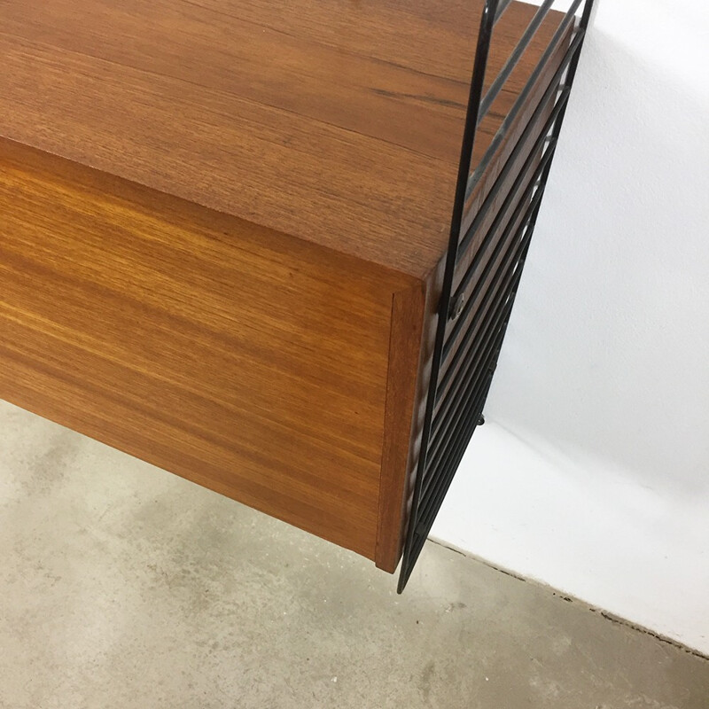 Wall Unit in Teak with cabinet by Nisse Strinning for String Design AB - 1960s