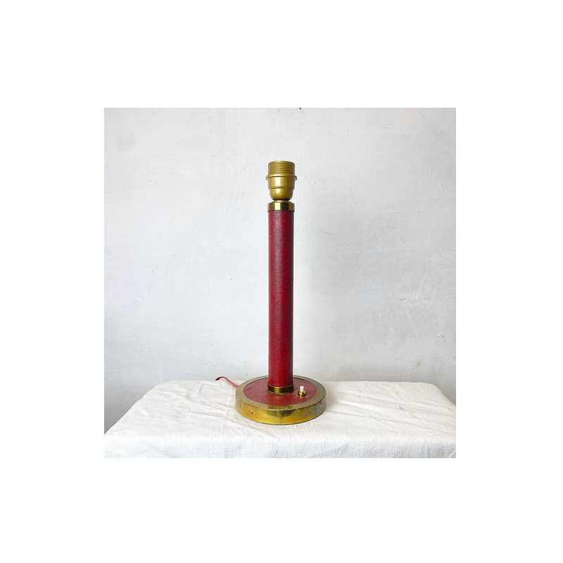 Vintage-Lampe aus Leder und Messing von Jacques Adnet, Frankreich 1980
