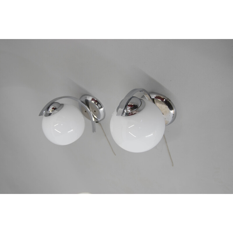 Pair of vintage Art Deco chrome wall lamps, 1930s