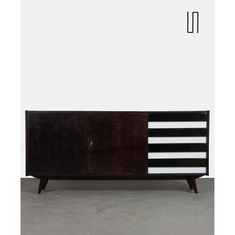 Vintage U-460 sideboard in oakwood by Jiroutek for Interier Praha, Czech Republic 1960