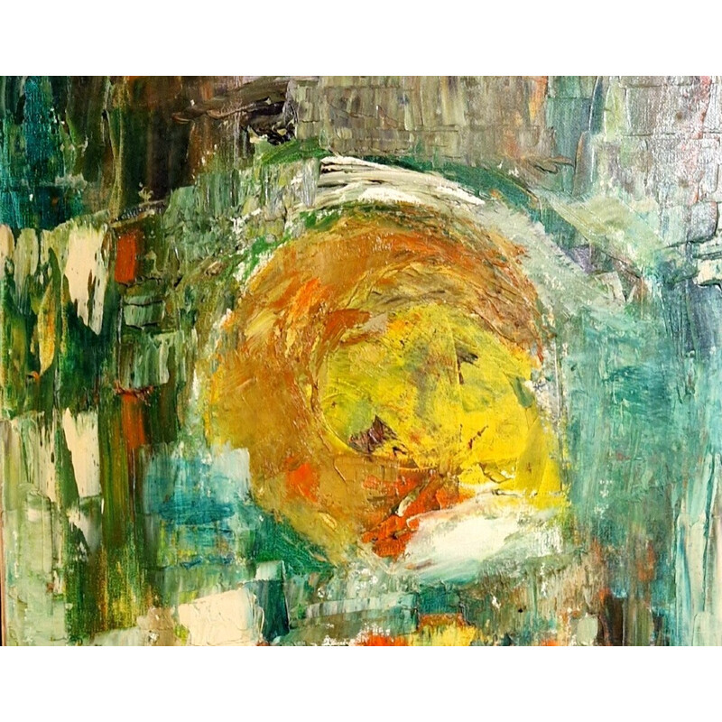 Vintage abstract composition on canvas by Jacques Mary