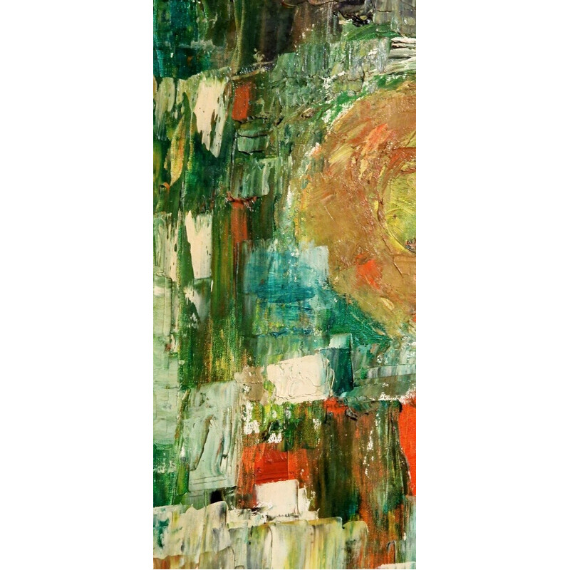 Vintage abstracte compositie op doek door Jacques Mary