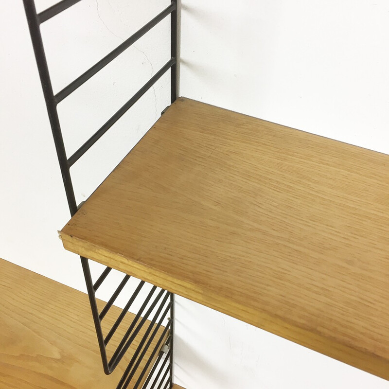 Swedish Ash Wood Wall Unit by Nisse Strinning for String - 1960s