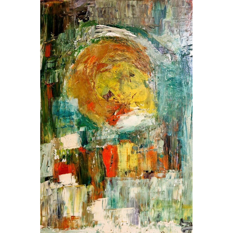 Vintage abstract composition on canvas by Jacques Mary
