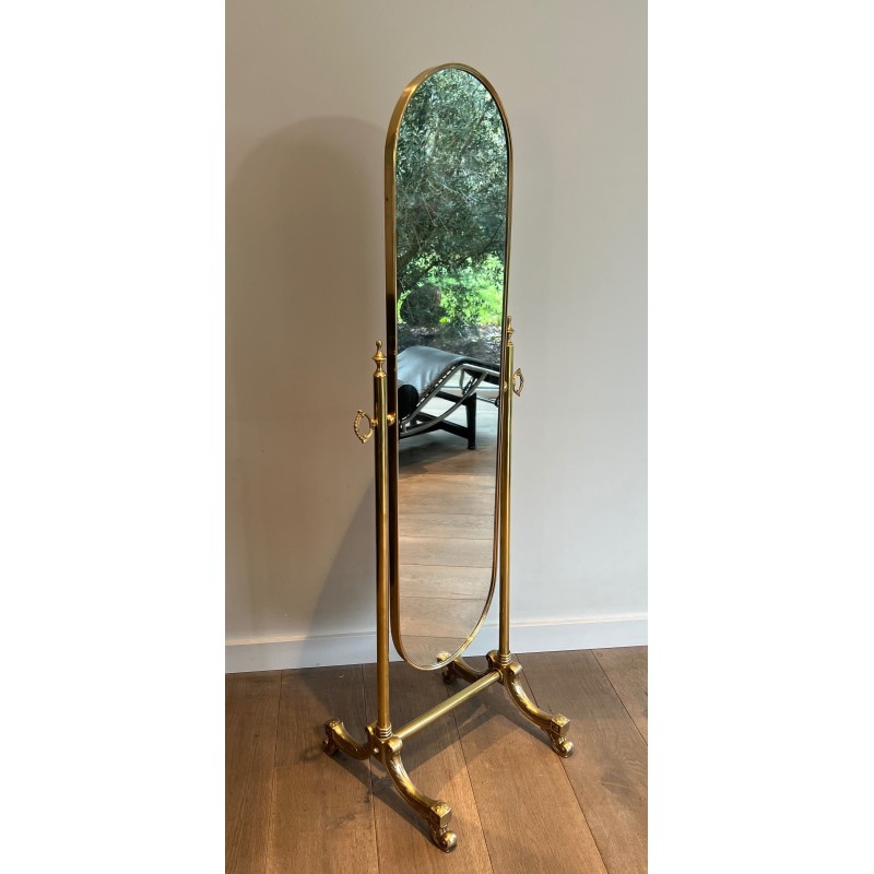 Vintage brass mirror, France 1940