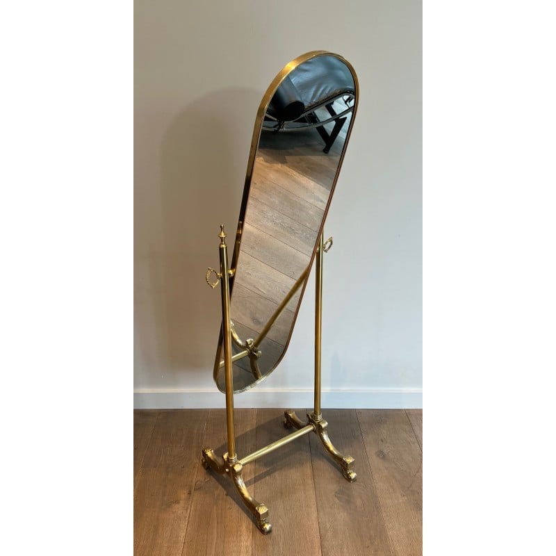 Vintage brass mirror, France 1940