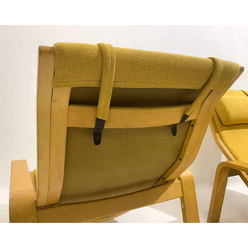 Pair of mid-century Pulkka armchairs by Ilmari Lappalainen for Asko, 1970s