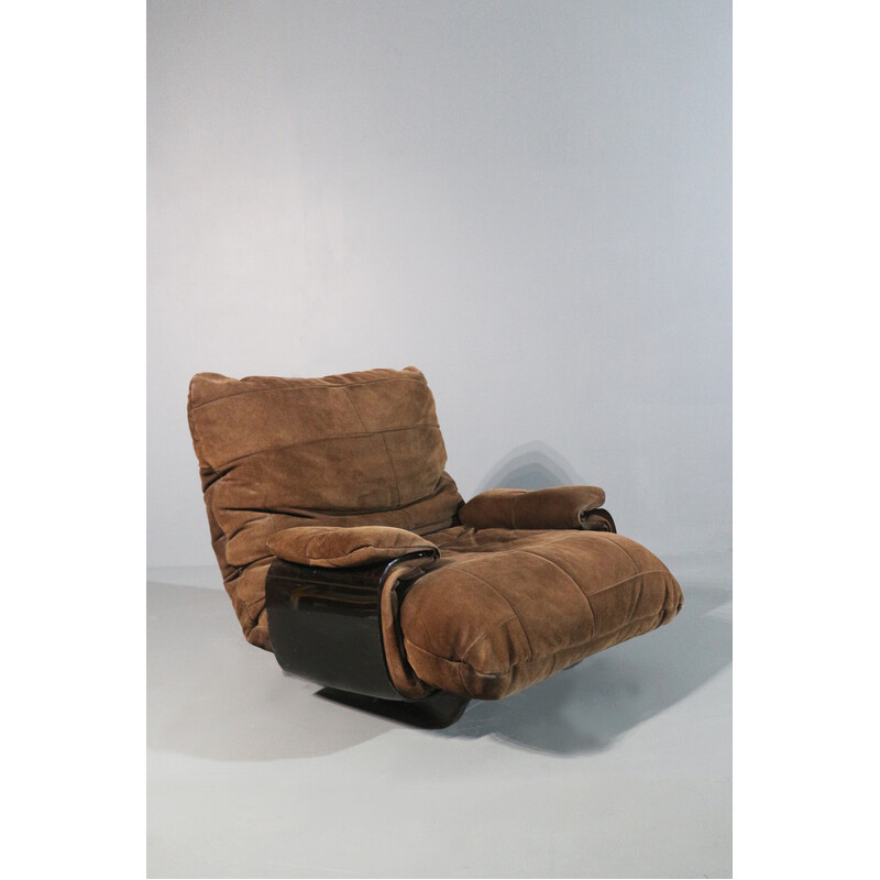 Set van 4 vintage "marsala" fauteuils van Michel Ducaroy
