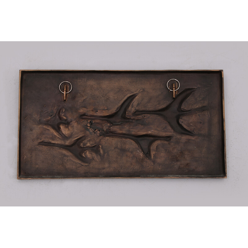 Vintage copper wall decoration flying birds, 1960