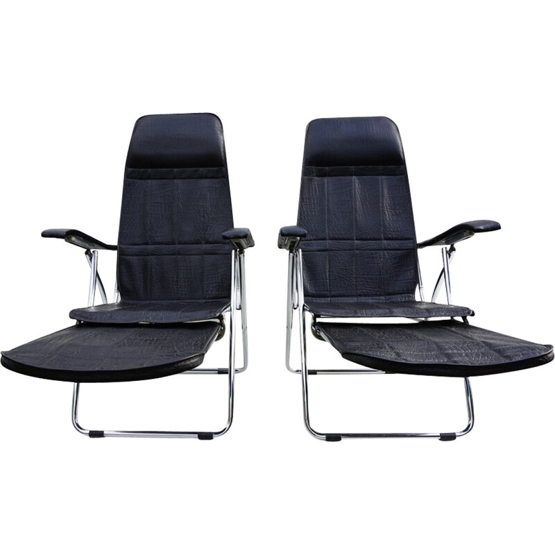 Pair of Italian Folding and Reclining garden chairs from Maule - 1970s 