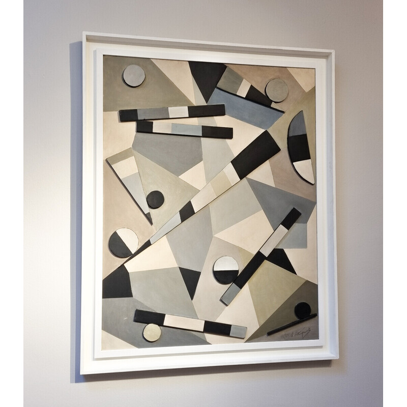 Composición abstracta vintage de Armilde Dupont, Bélgica años 70
