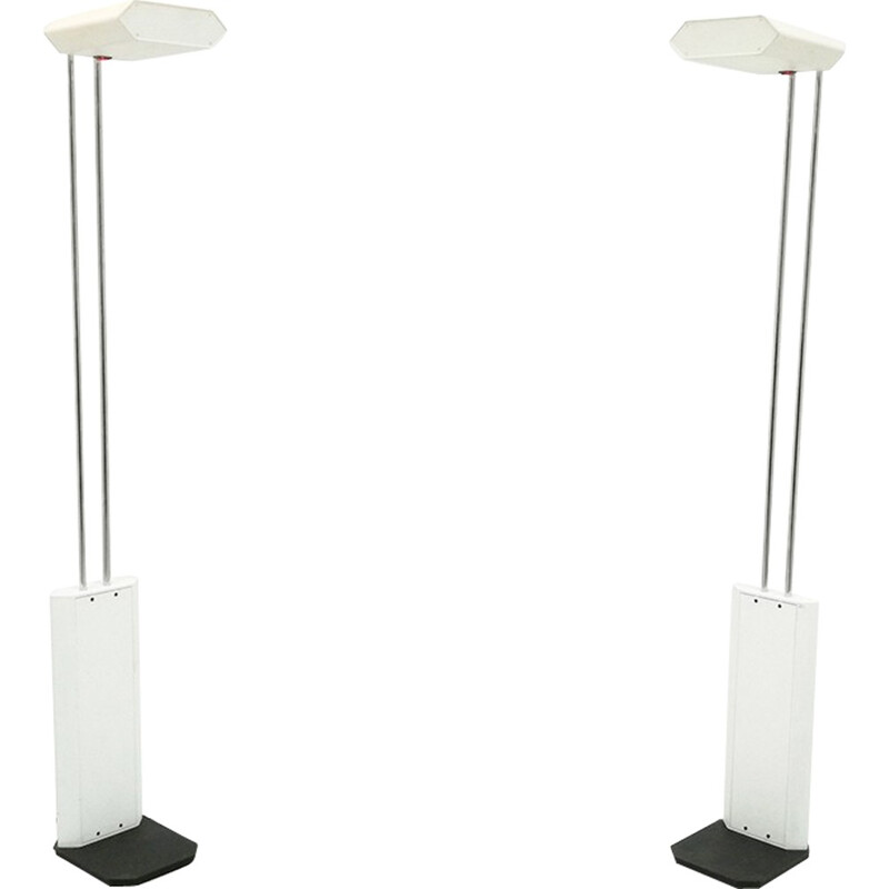 Pair of industrial halogens floor lamp - 1970s