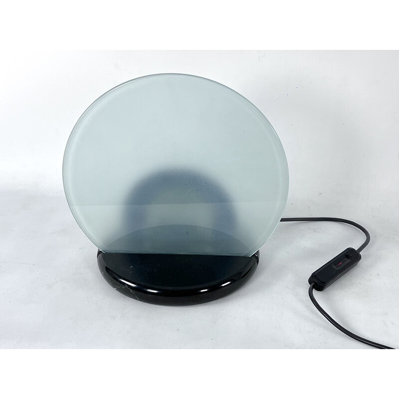 Mid-century Gong table lamp in marble and glass by Bruno Gecchelin for Skipper, Italy 1981