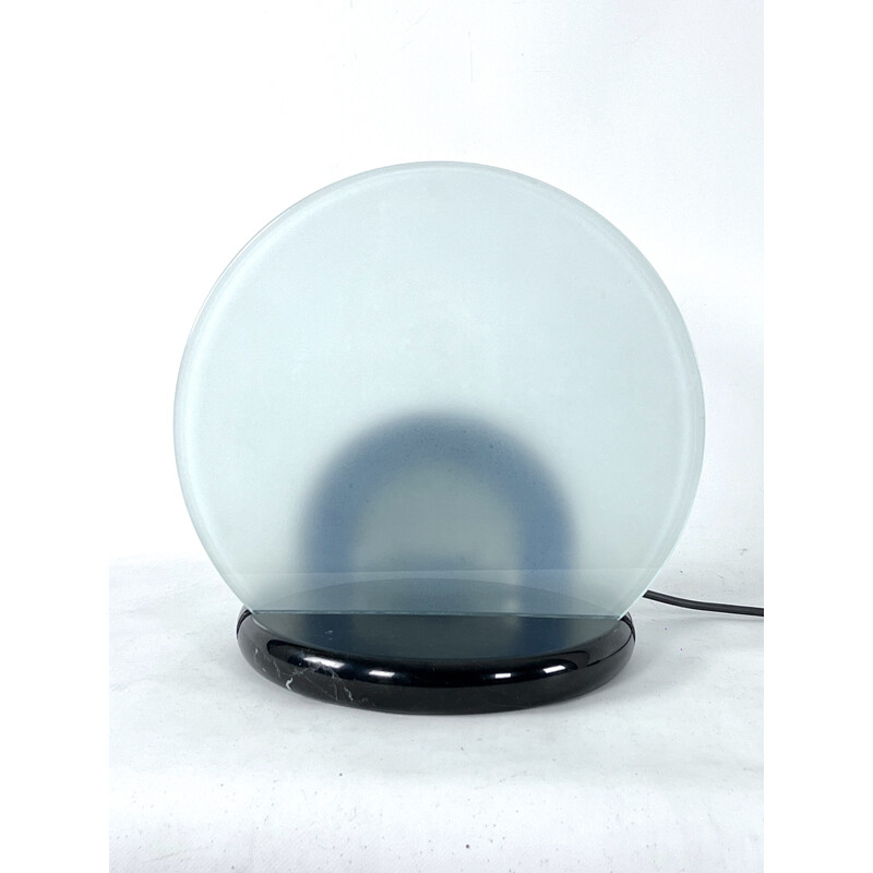 Lampe de table Gong vintage en marbre et verre par Bruno Gecchelin pour Skipper, Italie 1981