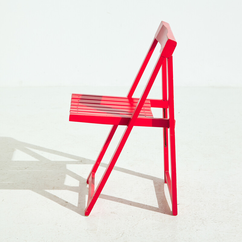 Pair of vintage beechwood foldable chairs by Aldo Jacober for Alberto Bazzani, 1960s