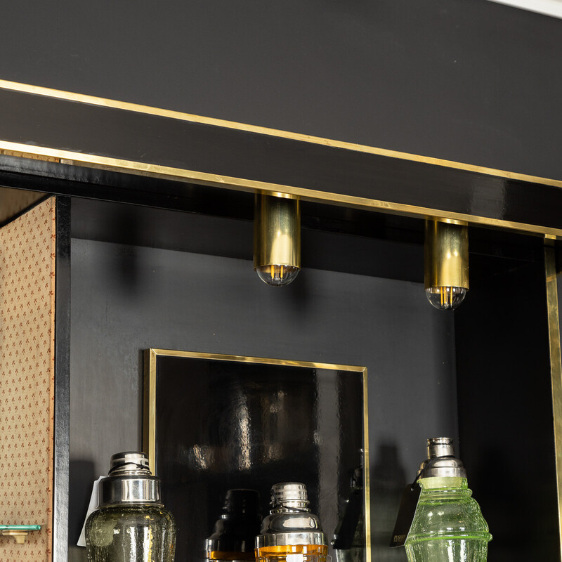 Vintage bar in black laminate sheeting and gilded steel, Italy 1970
