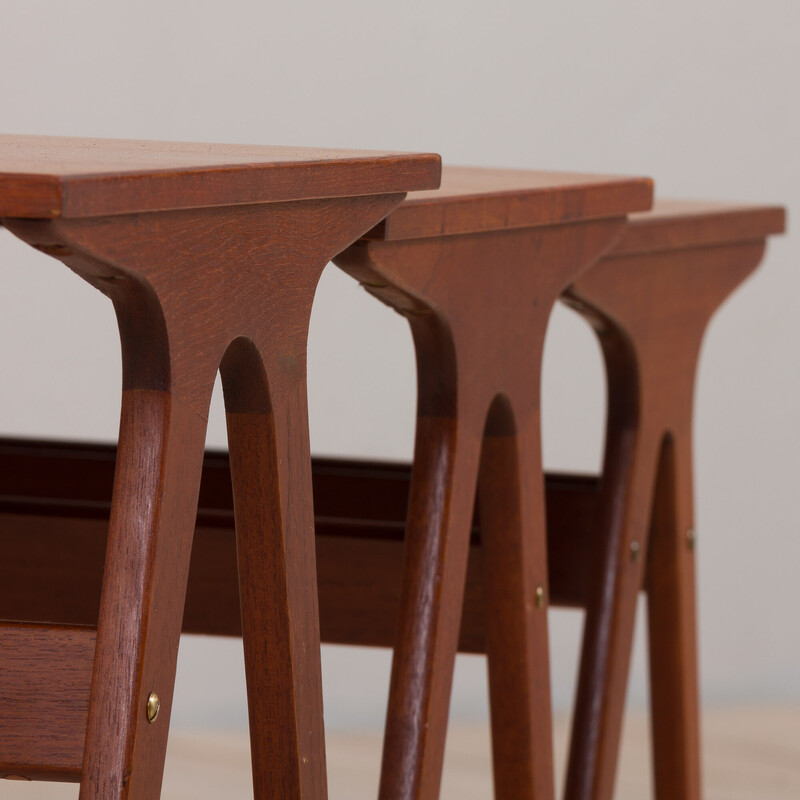 Set of 3 vintage Danish nesting tables in teak, 1960s