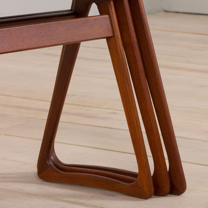 Set of 3 vintage Danish nesting tables in teak, 1960s