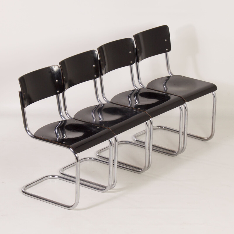 Conjunto de 4 cadeiras tubulares vintage S43 de Mart Stam para Thonet, 1930s