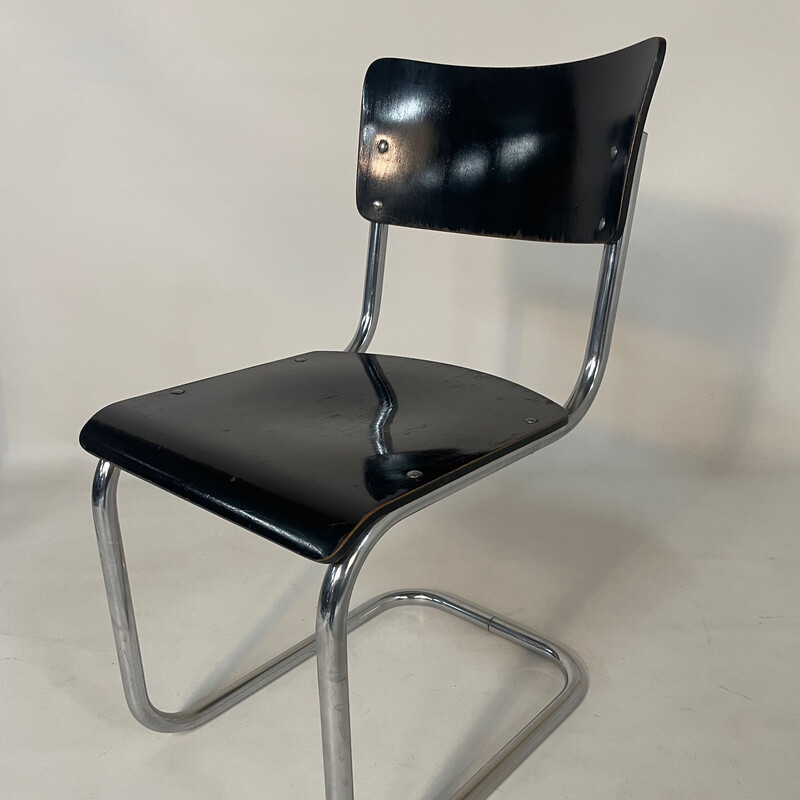 Satz von 4 alten S43 Rohrstühlen von Mart Stam für Thonet, 1930er Jahre