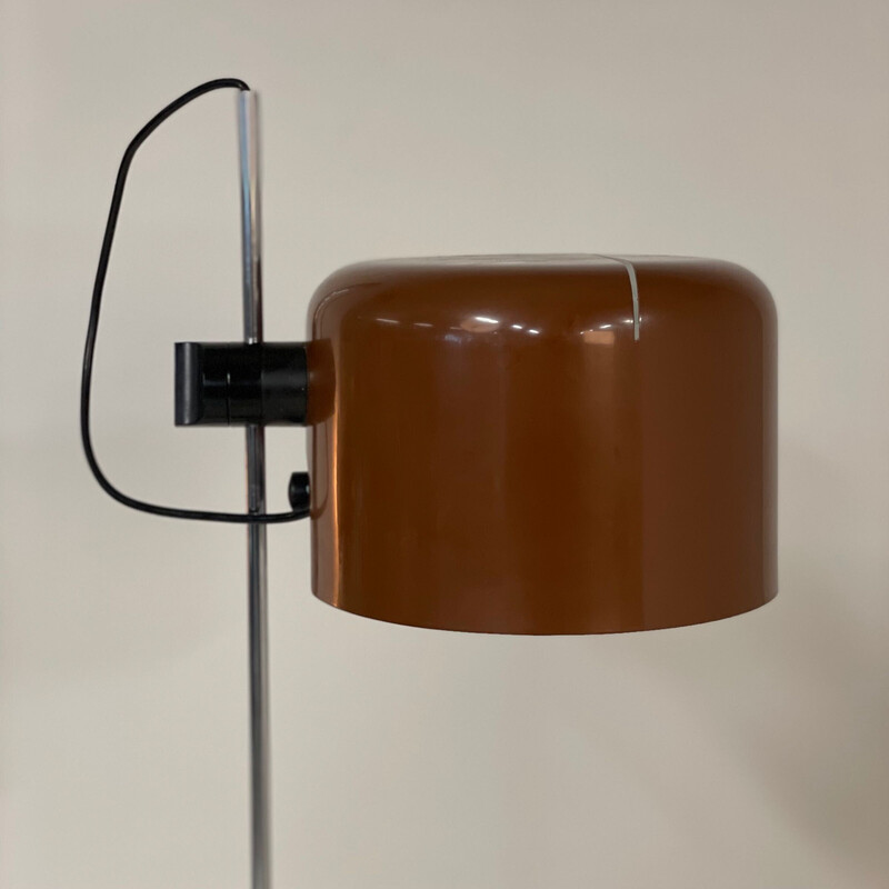 Vintage brown coupe floor lamp by Joe Colombo for Oluce, Italy 1960s