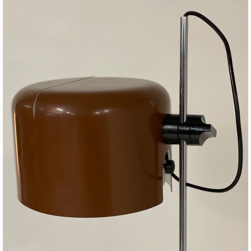 Vintage brown coupe floor lamp by Joe Colombo for Oluce, Italy 1960s