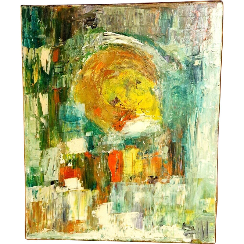 Vintage abstracte compositie op doek door Jacques Mary