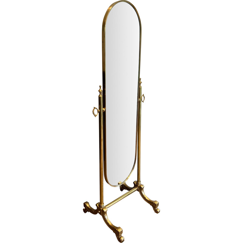 Vintage brass mirror, France 1940