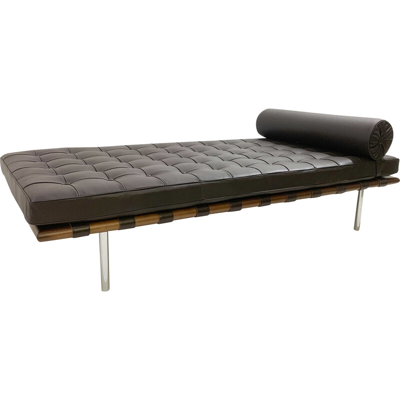 Vintage Barcelona leather daybed by Ludwig Mies van der Rohe for Knoll, 1990s