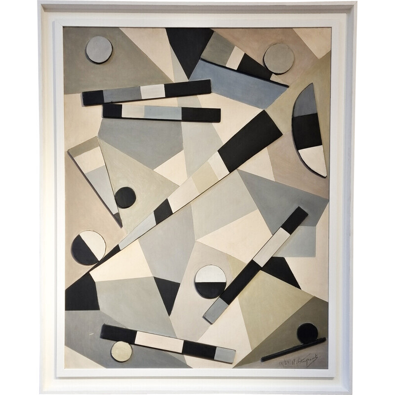 Composición abstracta vintage de Armilde Dupont, Bélgica años 70