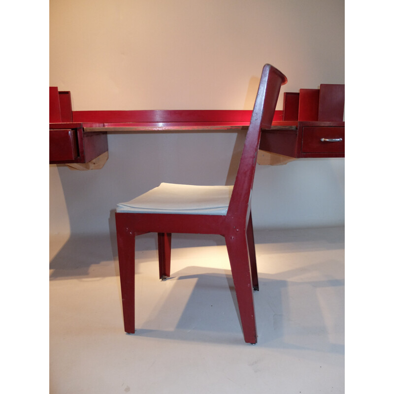 Desk with its chair by Jean Prouvé and Jules Leleu - 1940s