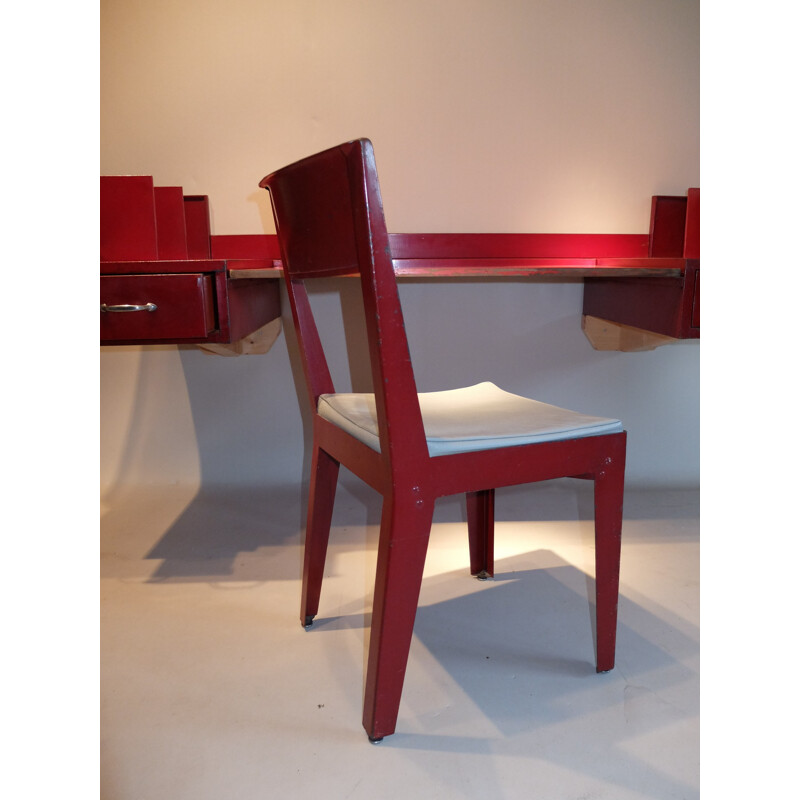 Desk with its chair by Jean Prouvé and Jules Leleu - 1940s
