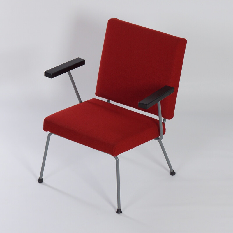 Vintage rode 1401 fauteuil van Wim Rietveld voor Gispen, 1950