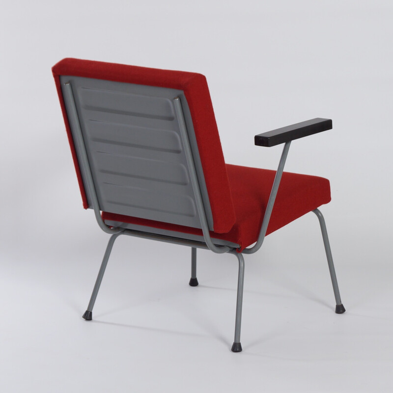 Vintage rode 1401 fauteuil van Wim Rietveld voor Gispen, 1950