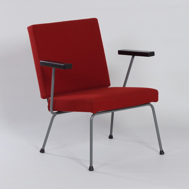 Vintage red 1401 armchair by Wim Rietveld for Gispen, 1950s