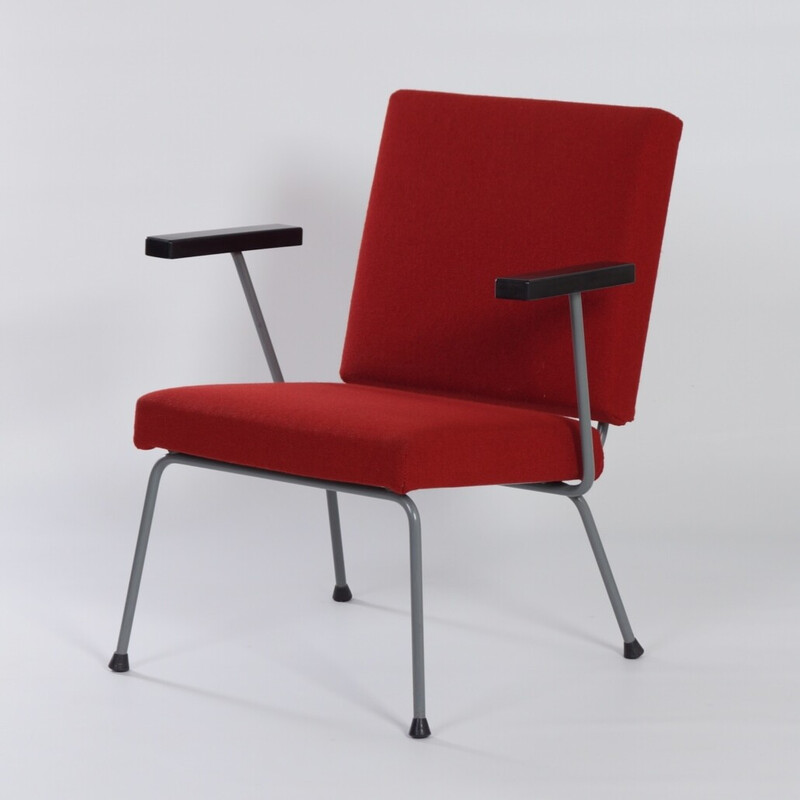 Vintage red 1401 armchair by Wim Rietveld for Gispen, 1950s