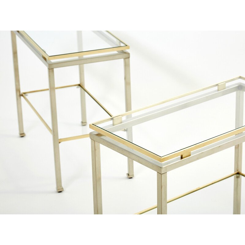 Pair of vintage steel and brass sofa ends by Guy Lefevre for Maison Jansen, 1970