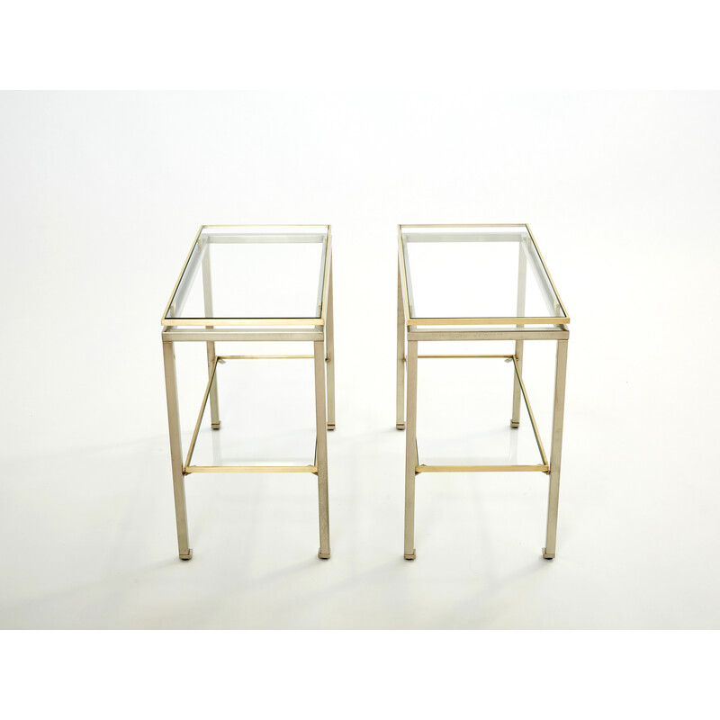 Pair of vintage steel and brass sofa ends by Guy Lefevre for Maison Jansen, 1970