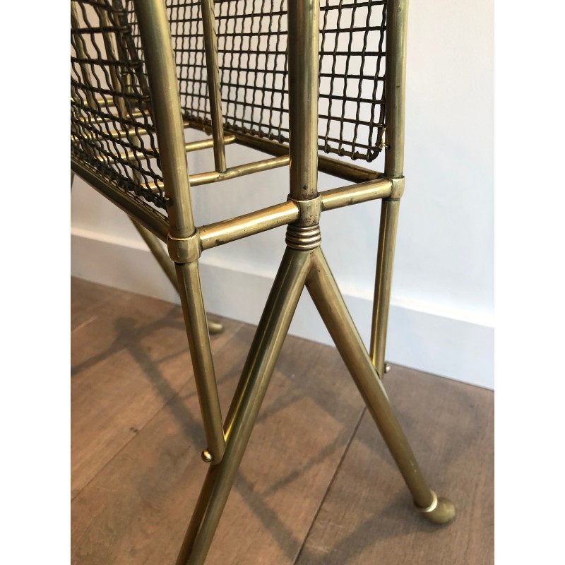 Pair of vintage brass magazine racks, France 1900