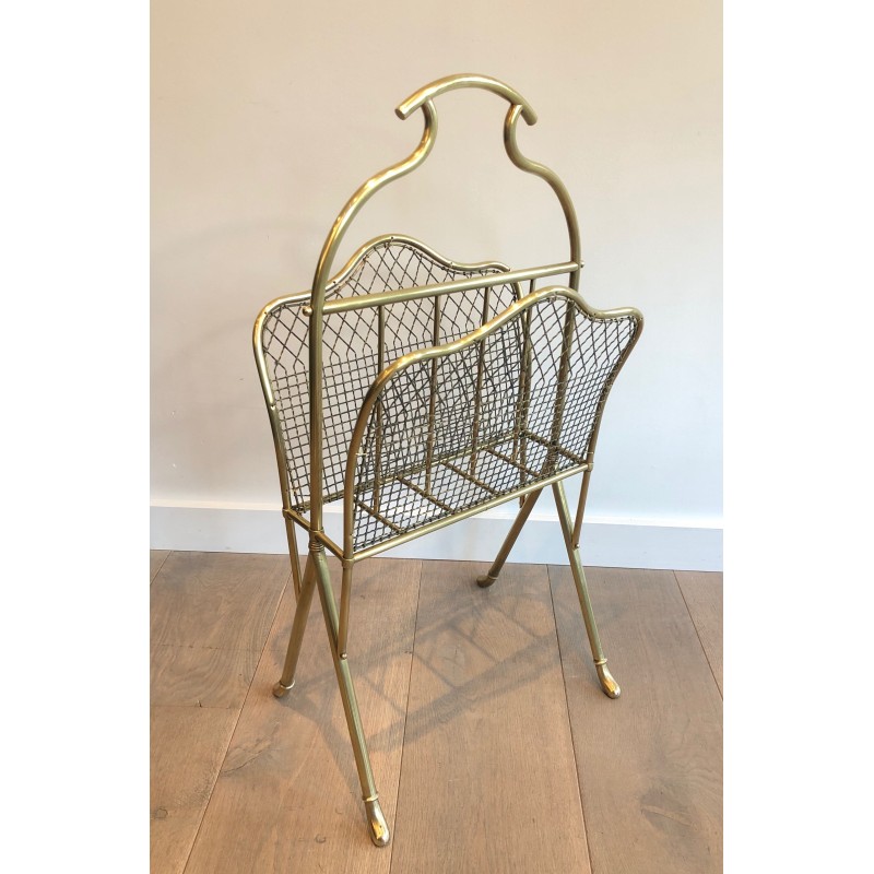 Pair of vintage brass magazine racks, France 1900