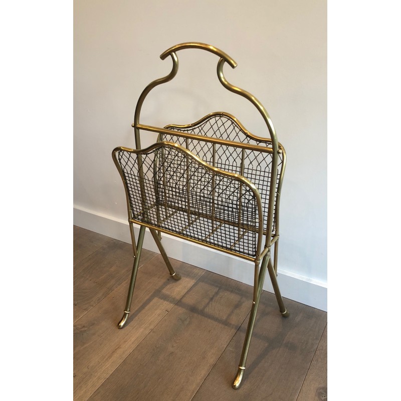 Pair of vintage brass magazine racks, France 1900