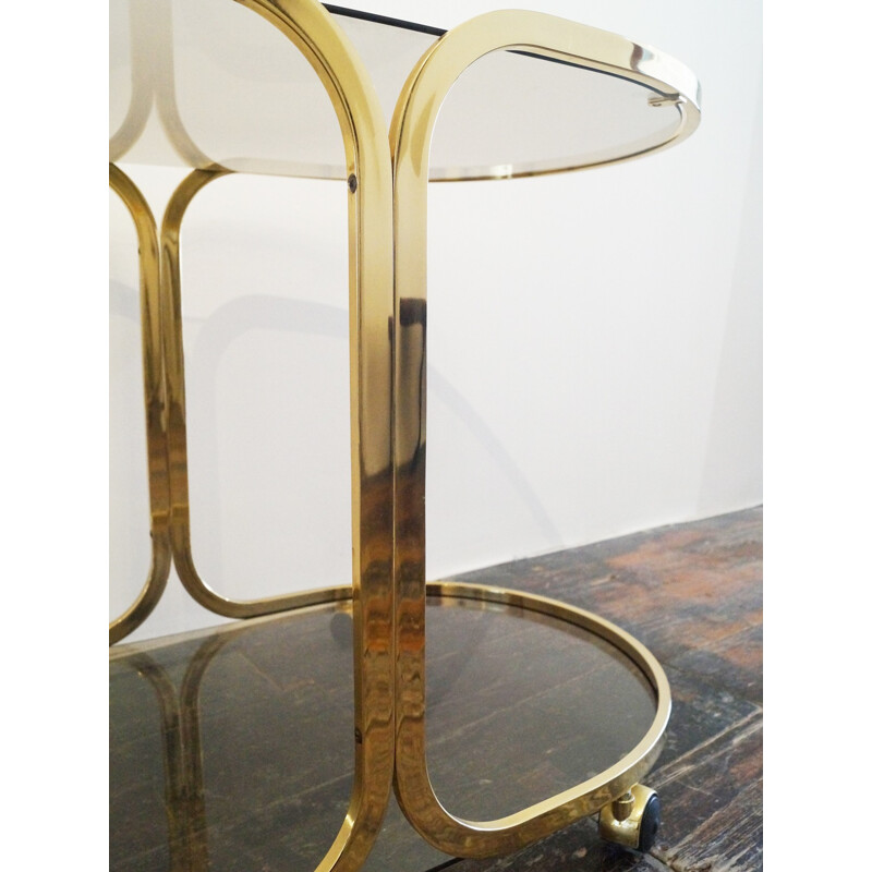 French golden polished trolley Cart - 1980s