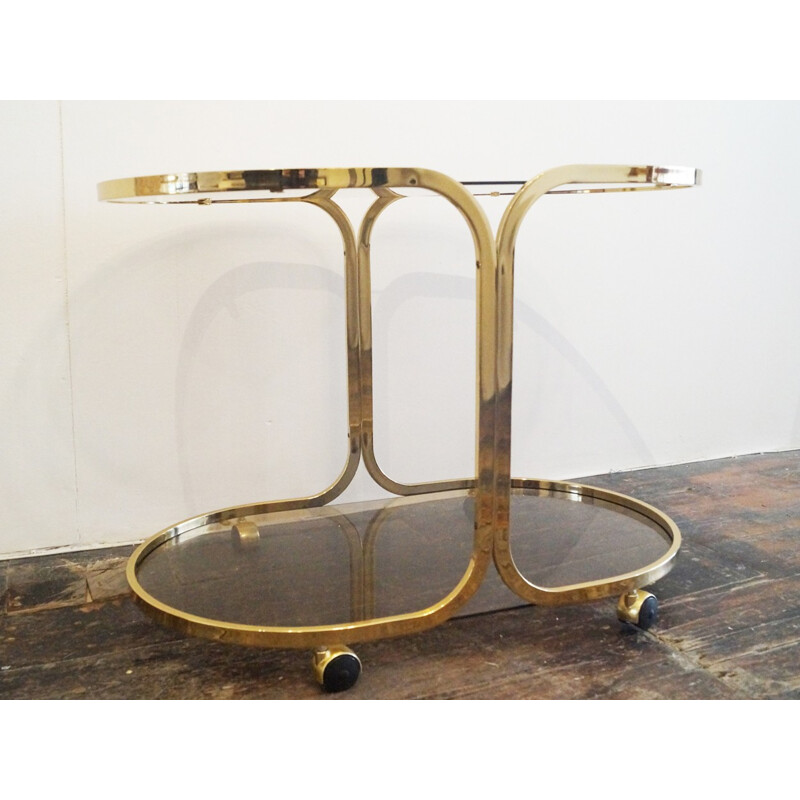 French golden polished trolley Cart - 1980s