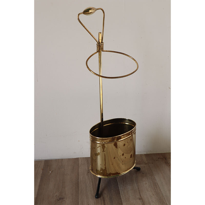 Vintage brass umbrella stand, 1950s