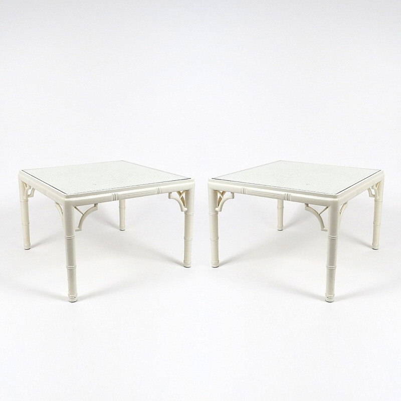 Paire de tables d'appoints imitation bambou - 1970