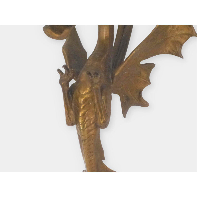 Applique dragon vintage en bronze doré, 1920